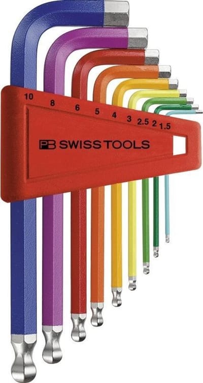PB SWISS TOOLS Jeu de clés Allen à bout sphérique (arc en ciel) (Sans emballage) 212H-10RB red