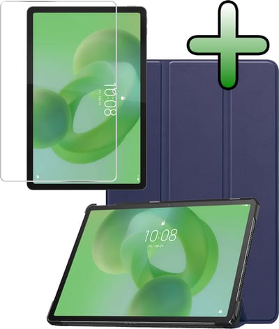 Hoesje Geschikt voor Lenovo Idea Tab - Met Screenprotector - Trifold Bookcase - Hard Cover - Hardcover Book Case - Tablet Hoes - Donkerblauw