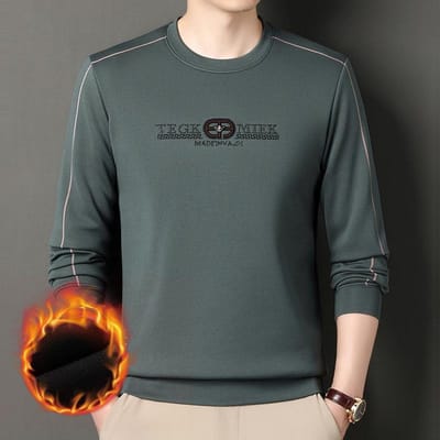 Herfst Nieuw Velvet en Dikke Lange Mouw T-shirt Heren Crew-neck Onderhemd Modemerk Alle Top 4XL black