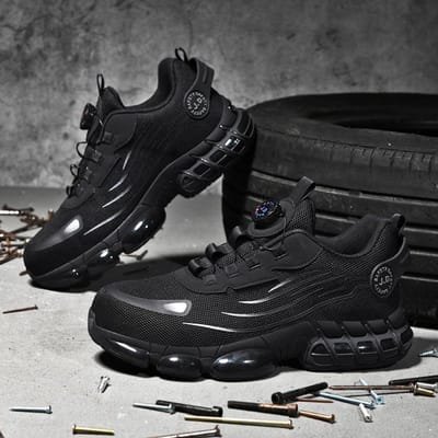 Roterende knop Nieuwe veiligheidsschoenen Heren Anti-smash Anti-lek Werkschoenen Mode Heren Sportschoenen Beveiliging Beschermende laarzen Heren 36 zwart