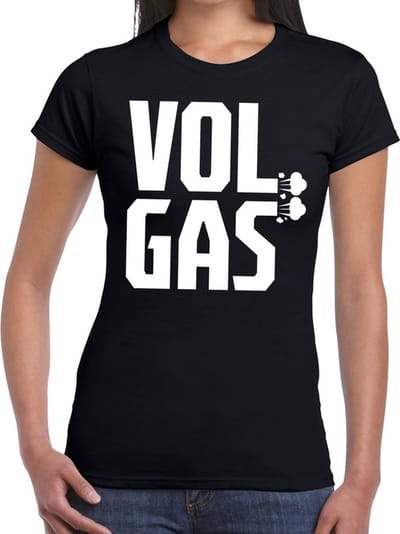 Vol gas t-shirt - zwart Achterhoek festival shirt voor dames XS