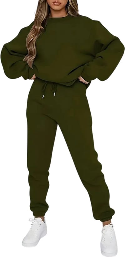 Livano Joggingpak Dames - Huispak - Trainingspak - Volwassenen - Capuchon - Jogging Pak - Joggingbroeken - Broek - Hoodie - Leger Groen - Maat S