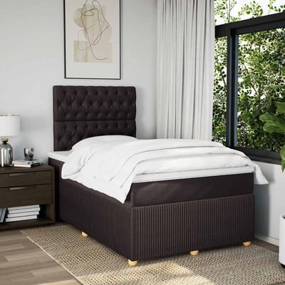vidaXL - Boxspring - met - matras - stof - donkerbruin - 120x190 - cm
