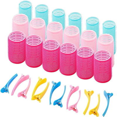 30-delige haarrolset met verschillende maten rollers, clips voor krullen en haarstyling - kappersgereedschap - doe-het-zelf haarstyling - willekeurige kleur en grootte