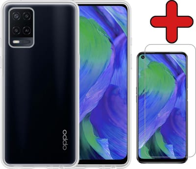 Hoesje - Met Screenprotector - Geschikt voor OPPO A54 - Sterk & Shockproof - Telefoon Hoes - Back Cover - Siliconen Case - Telefoonhoes - Transparant