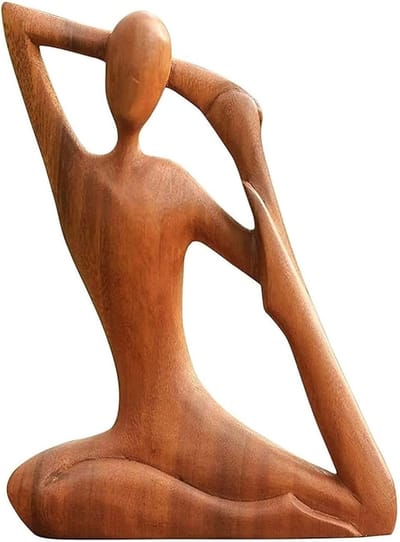 Yoga Beeld - Meditatie Figuur - Rustgevende Decoratie - Natuurlijke Houtgeur - ca. 18 cm hoog - Houtkleur