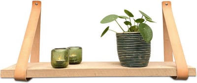Leren plankdragers - Naturel - 2 stuks - Echt lederen planken dragers - Wandplank industrieel - Legplankdrager - Schapdrager