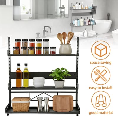 Keuken Kruidenrek - Kruidenrek Voor Op Het Aanrecht - In Hoogte Verstelbaar Kruidenrek Met 3 Niveaus - Kruidenopbergplank