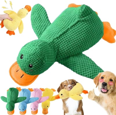 ZVD Anti-stress eend hond - 2026 anti-stress speelgoed - piepend speelgoed - hondenspeelgoed - 25x22CM - onverwoestbaar interactief hondenspeelgoed - voor kleine, middelgrote en grote honden - Groen - Klein