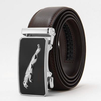 Koeienhuid Riem voor Mannen Echte Koe 2 Laags Leer Automatische Gesp Business Casual Riem 110-130cm black