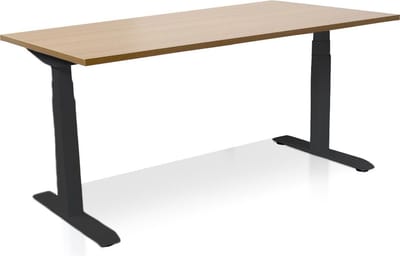 Zit-sta bureau elektrisch verstelbaar - MRC PRO NEN-EN 527 | 180 x 80 cm | frame zwart - blad havanna - met kabelmanagement | memory functie met USB | 150kg draagvermogen