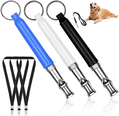 Hondenfluitje Terugroep - 3-delig - Hoogfrequent - Metalen Trainingshulpmiddel - Zwart/Wit/Blauw - Voor Alle Hondenrassen - Hondentrainingshulpmiddel