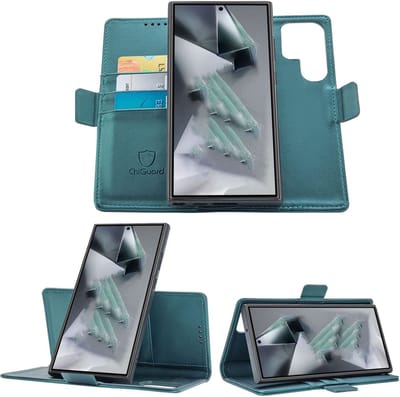Geschikt voor Samsung Galaxy Galaxy S24 Ultra - Book Case Hoesje - Uitneembaar Hoesje - Magnetische Sluiting - Portemonnee Turqoise