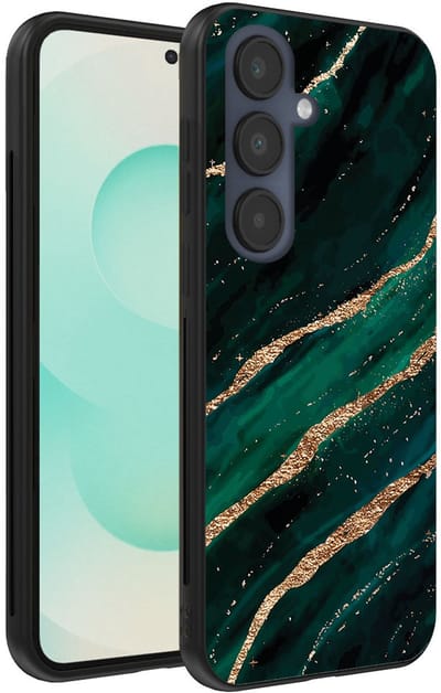 Smartphonica Telefoonhoesje Geschikt voor Samsung Galaxy S25 Plus met marmer opdruk - TPU backcover case marble design - Groen Goud geschikt voor Samsung Galaxy S25 Plus