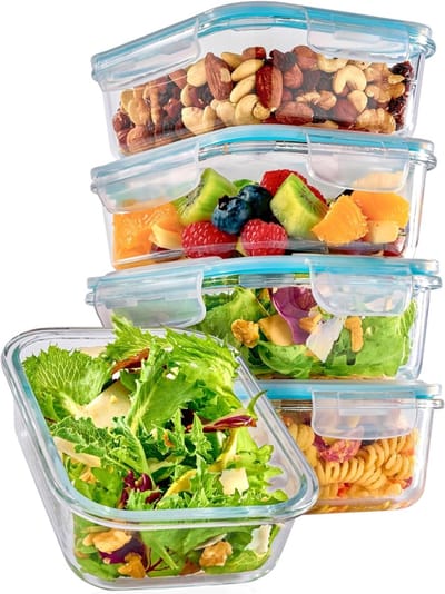 VLSelect® Glazen verhoudsbakjes - Glazen bakjes - Met deksel - Set Van 4
