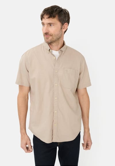 camel active Korte mouwen shirt van linnenmix - Maat menswear-5XL - Beige