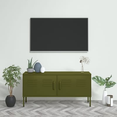 vidaXL - Tv-meubel - 105x35x50 - cm - staal - olijfgroen