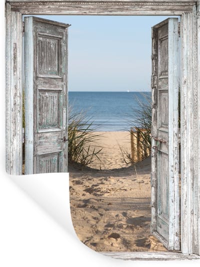 Muurstickers - Sticker Folie - Duin - Strand - Doorkijk - Zomer - 30x40 cm - Plakfolie - Muurstickers Kinderkamer - Zelfklevend Behang - Zelfklevend behangpapier - Stickerfolie