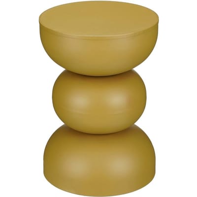 Mica Decorations Luna Salontafel - Nachtkastje voor Slaapkamer - Bijzettafel H46 x Ø32 cm voor Woonkamer - Rond Tafeltje voor Vaas of Planten - Gemaakt van IJzer - Kleur Oker