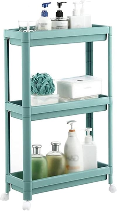 Rolcontainer - Opbergrek - Ruimte Organiseren - Met Stabiele Wielen - 35x18x93 cm - Groen