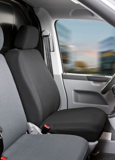 Walser Autostoelhoes Transporter Fit van stof antraciet geschikt voor VW T5 - Enkele zetel front