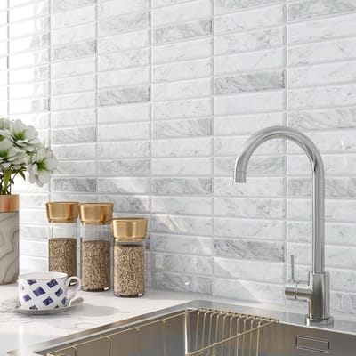 Zelfklevende Marmeren Tegels 30CMx30CM voor Keuken en Badkamer - Waterdichte 3D Wandstickers in Lichtgrijs - 15 Stuks Decoratieve Vinyl Tegels