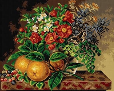 Voorbedrukt stramien Flowers in a Glass Vase - ORCHIDEA 40 x 50 (ZONDER GARENS-ALLEEN STRAMIEN) 2905