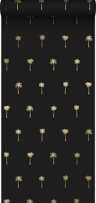 ESTAhome behang palmbomen zwart en goud - 53 cm x 10.05 m - 139161