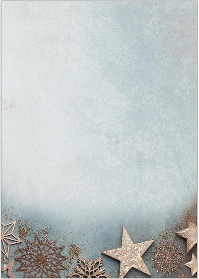 Kerst briefpapier A4 Duurzaam Papier Met Kerststerren Blauw Koper Design 100 Vel