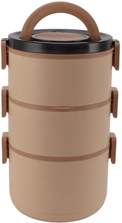 Dailygoods- Lunchbox Geïsoleerd - Roestvrijstalen Voedselcontainer - Draagbaar - Stapelbaar - 3 Lagen - Handvat voor Makkelijk Draagcomfort