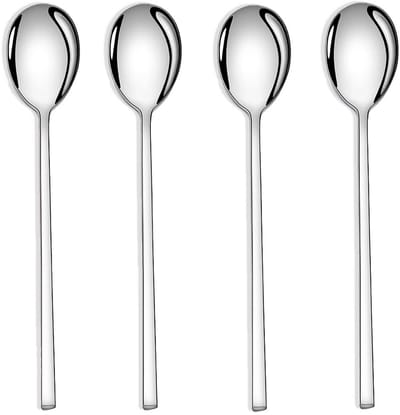 Dailygoods- Soeplepel Set van 4 - Roestvrij Staal - Koreaanse Lepels - Glanzende Afwerking - 8,5 Inch - Duurzaam en Elegant - Bestekset