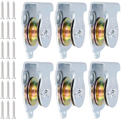 Dailygoody - Katrollen 37 mm - Kabelrol met schroeven - Draagkracht 190 kg - Zilver - Rolwiel voor staalkabel - 6 stuks - Geschikt voor diverse toepas...