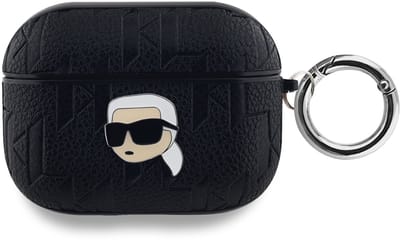 Karl Lagerfeld, Hoesje geschikt voor AirPods Pro - Monogram met Reliëf Karl Head Patroon, Zwart