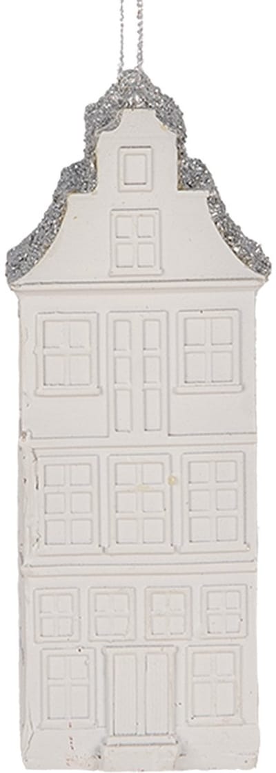 Clayre & Eef Kersthanger Huis 4x4x11 cm Wit Kunststof