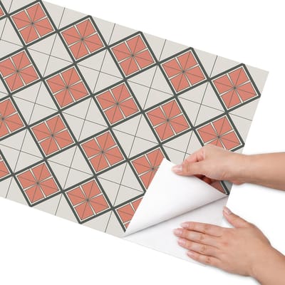 Coloray Meubel Wrap Folie - Oranje Meubelfolie - 50x100 cm - Decoratiefolie Schaakbord van tegels - Meubel Wrap Folie - Geometrische Meubelfolie - Plakfolie Meubels - Keuken decoratie - Achtergronden en patronen