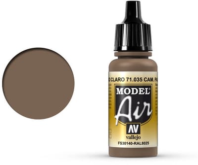 Vallejo Hobbyverf Acrylverf - 71035 Model Air Camouflage Pale Brown - Acryl Verf flesje - 17 ml