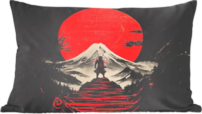 Sierkussens - Kussentjes Woonkamer - 60x40 cm - Krijger - Rode trappen - Zon - Berg