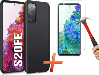 Hoesje geschikt voor Galaxy S20FE Hoesje - Zwart Siliconen Case - Matte Coating - 1x Tempered Glass Screenprotector - EPICMOBILE