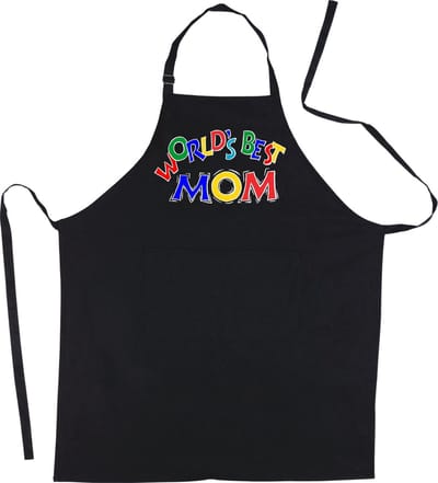 Mijncadeautje - Schort - World's Best Mom - mooie en exclusieve keuken- of barbecueschort - 90% polyester en 10% katoen - zwart