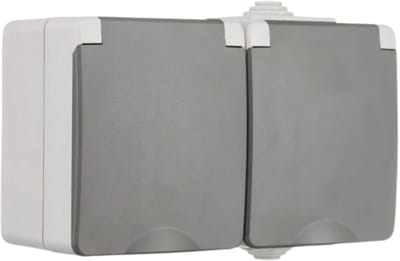 ION Industries - Contactdoos spatwaterdicht - opbouw - 2-voudig - randaarde - IP55 - grijs