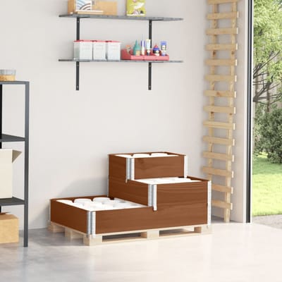 vidaXL - Verhoogde - plantenbak - 3-laags - 120x80 - cm - massief - grenenhout - bruin