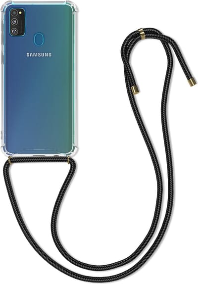 kwmobile telefoonhoesje geschikt voor Samsung Galaxy M30s - Hoesje met telefoonkoord - Back cover in zwart / transparant