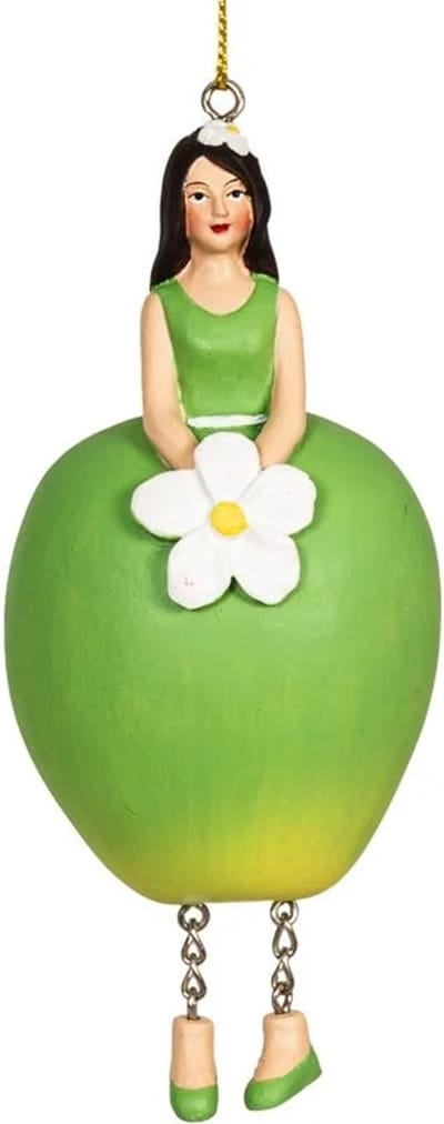 Appel meisje groen hangend 6x6x12cm