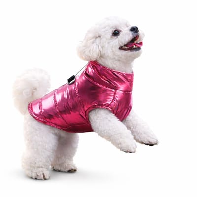 Hondenjas Waterdicht – Regenjas Kleine Hond – Warme Puppy Jas – Metallic Roze - Maat S