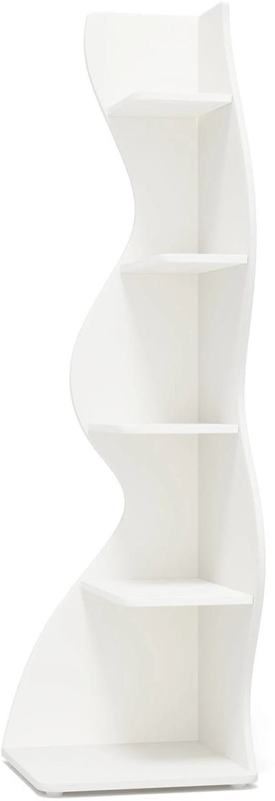 Velmio Hoekplank - Boekenkast - plantenrek - hoekrek met 5 planken - wit - 50x 48x 177 - voor binnen - organizer