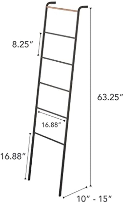 Leunende Ladder Hanger van Staal en Hout - Multifunctioneel en Modern Design
