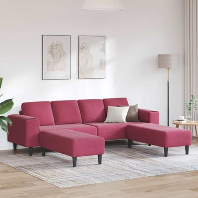 vidaXL Woonkamerbank 3 pcs Wijnrood 250 x 188 x 76 cm