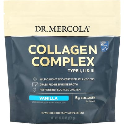 Dr. Mercola, Complexe de collagène Types l, ll, lll, vanille, 5 g chacun, 309 g (10,89 oz)