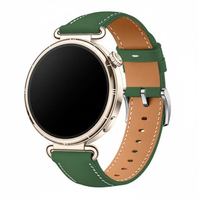 Leren bandje - geschikt voor Garmin Venu 2s / 3s / 4 (41mm) / Vivoactive 4s / Forerunner 255s / 265s - Huawei Watch GT 5 Pro - 42mm / GT 6 / GT 5 / GT 4 - 41mm - leer - groen