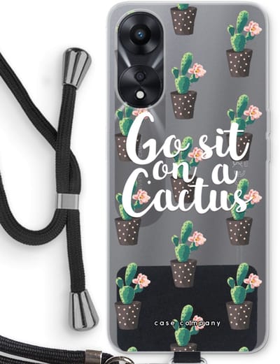 Case Company® - Hoesje met koord geschikt voor Oppo A78 5G hoesje met Koord - Cactus quote - Telefoonhoesje met Zwart Koord - Bescherming aan alle Kanten en Over de Schermrand